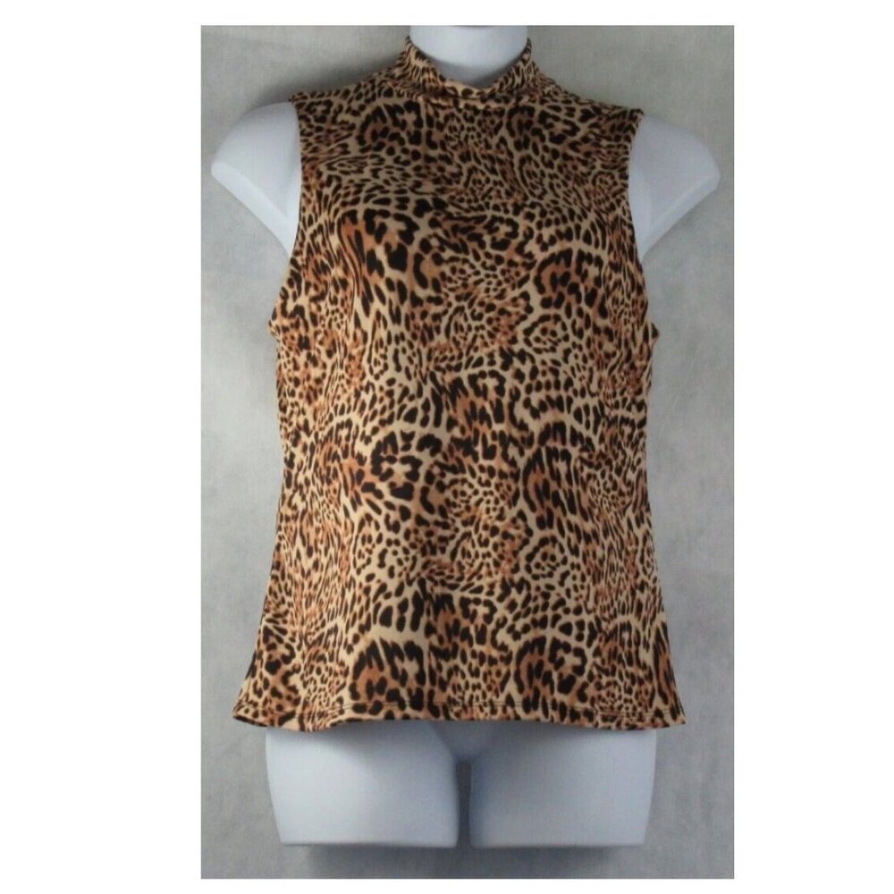 NWT INC International Concepts Women's Mock Neck Tank Top, Animal Print, XL